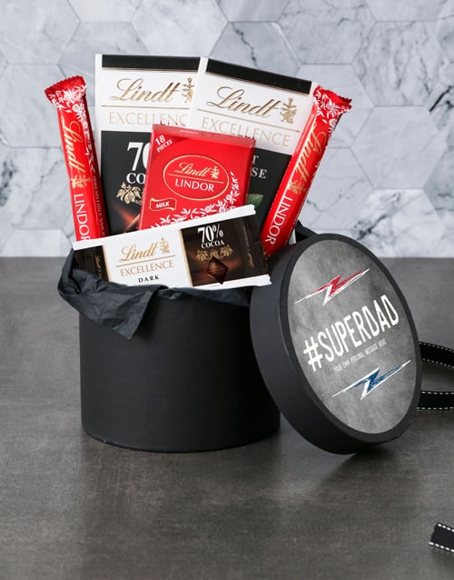 Personalised Super Dad Lindt Hat Box (STANDARD)