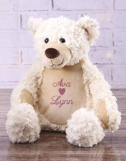 Personalised Heart Embroidered Cream Teddy (STANDARD)