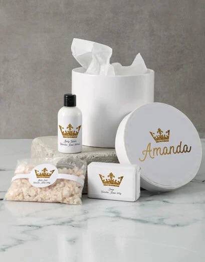 Personalised White Crowned Pamper Box (Standard)