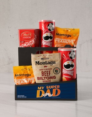 Personalised Super Dad Moustache Snack Crate (WINE)
