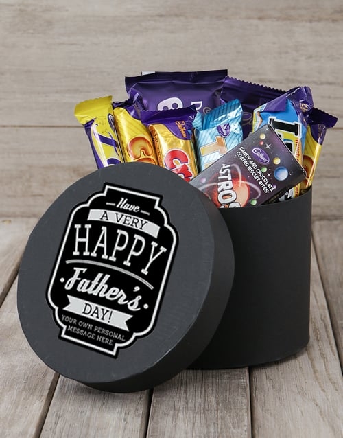 Personalised Very Happy Fathers Day Choc Hat Box (Standard)