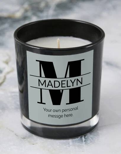 Personalised Black Stand Out Initial Candle