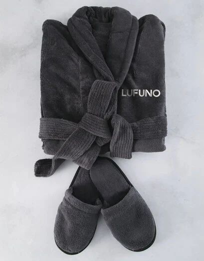 Personalised Charcoal Gown And Slippers (Extra Large)