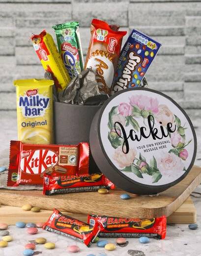 Personalised Floral Chocolate Hat Box (Cadbury Choc)