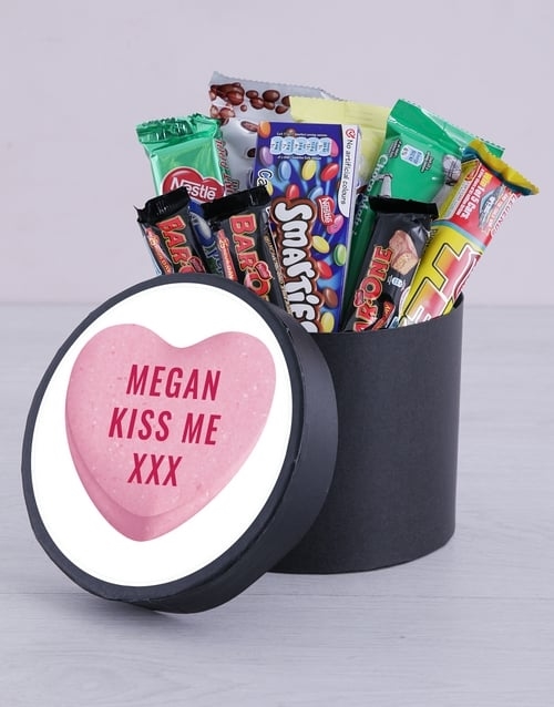Personalised Kiss Me Hat Box (Cadbury Choc)