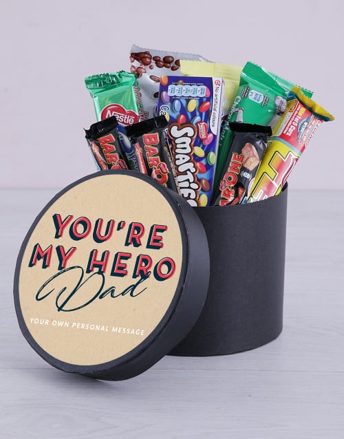 Personalised My Hero Chocolate Hat Box (Standard)