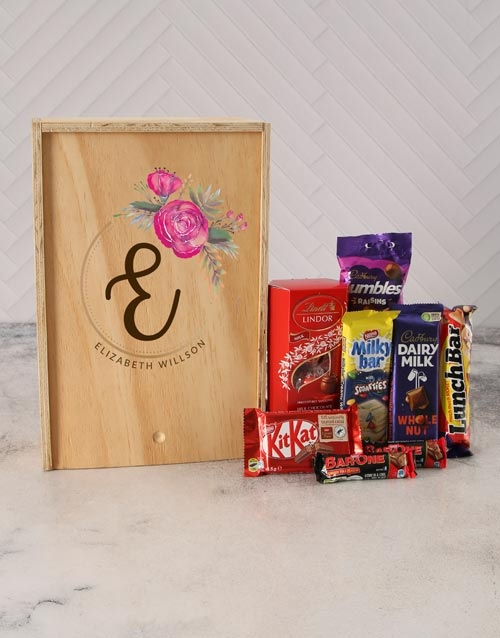 Personalised Floral Initial Chocolate Crate