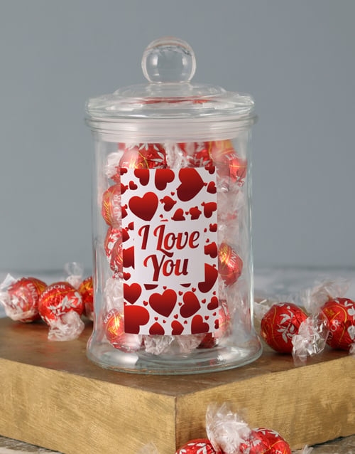 Love You Hearts Lindt Candy Jar (STANDARD)