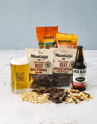 Beer O clock Biltong Nuts and Beer Glass Gift (WITH BEER)