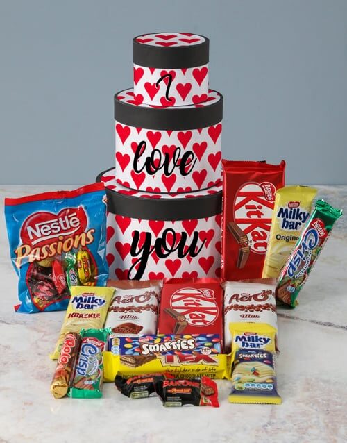 I Love You Wrap Around Chocolate Tower Box (Standard)