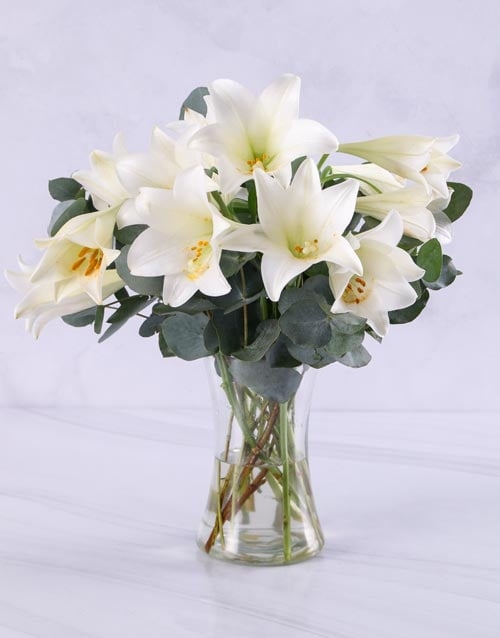 Lilies In A Glass Vase