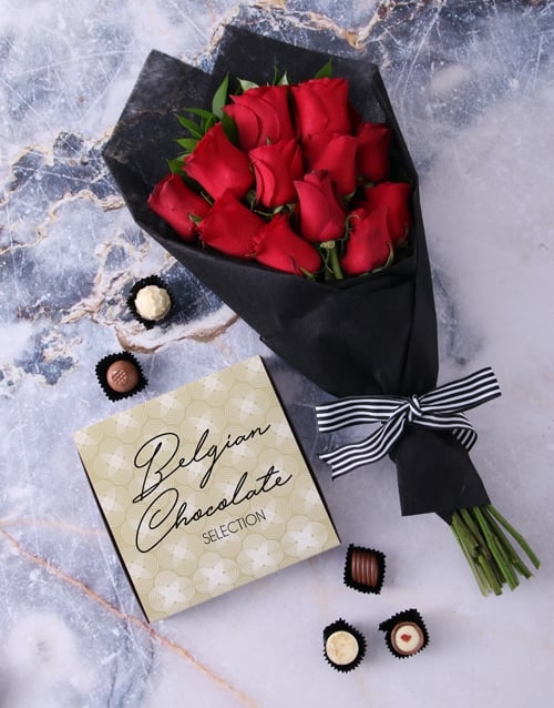 Enchanting Red Roses and Gourmet Goodies