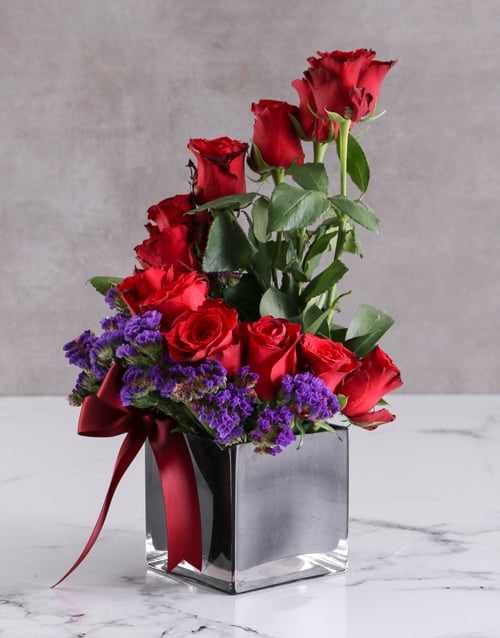 Levels of Love Red Rose and Statice Vase