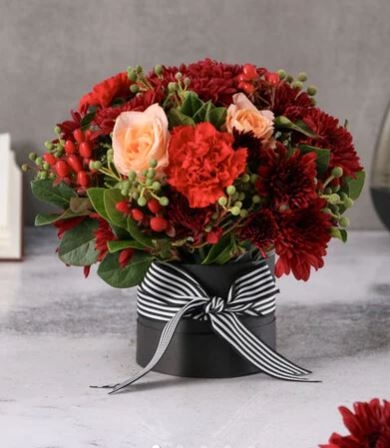 Wrapped In Love Roses And Carnation Hat Box