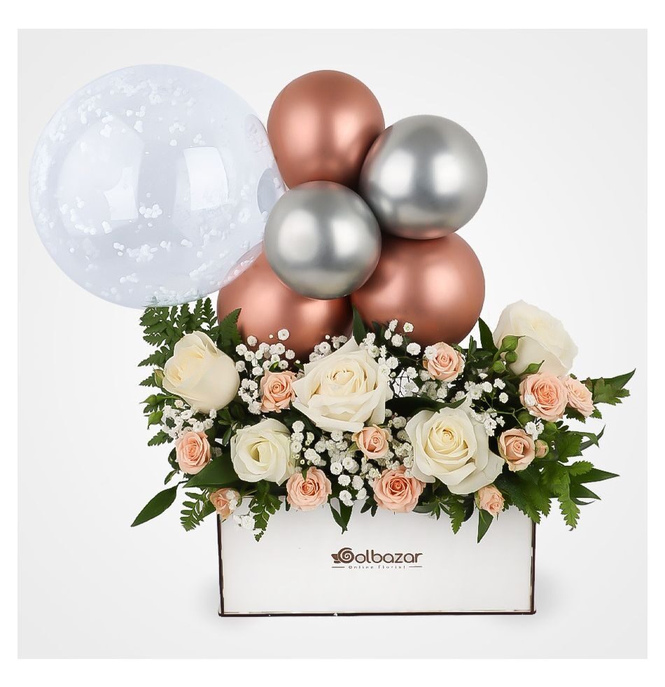 Rose Gold Flower and Balloon Box