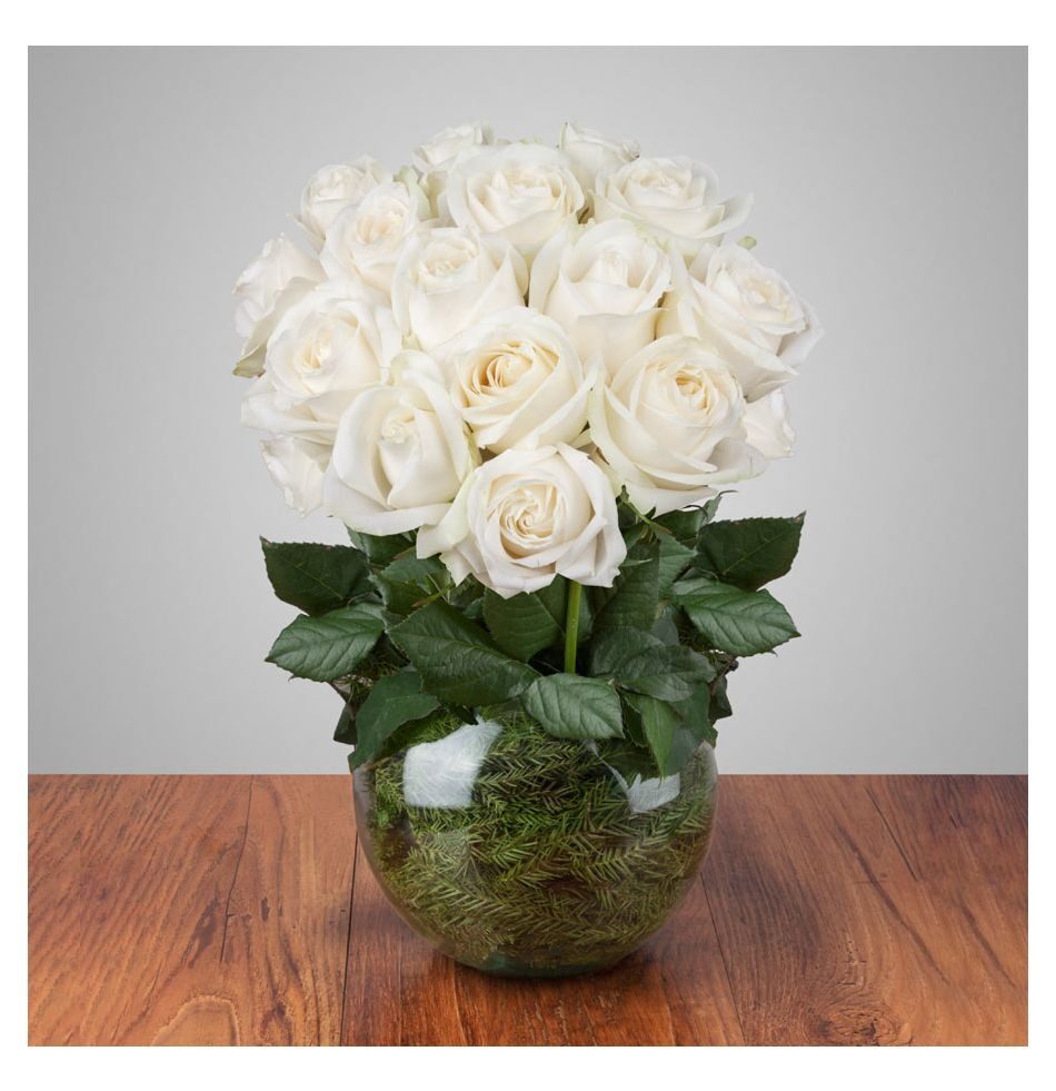 White Roses Flower Vase