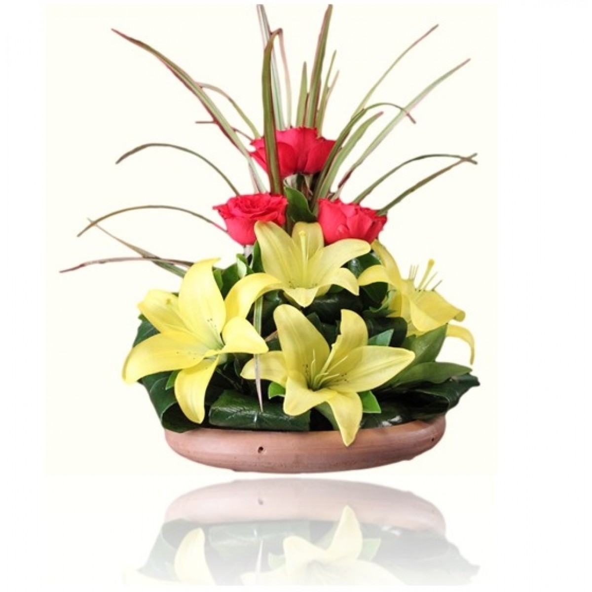 Yellow Lilium Flower Baskets (Small)