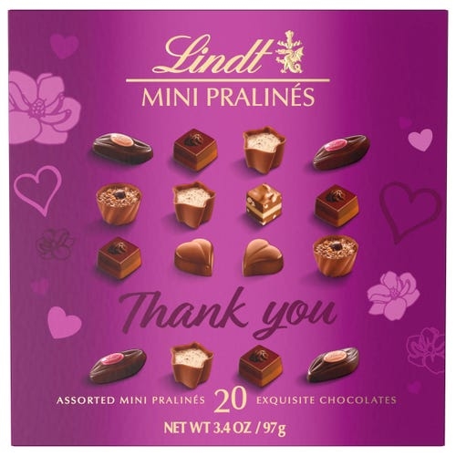 Thank You Mini Pralines Boxed Chocolate (20-pc, 3.4 oz)