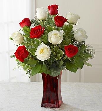 Long-Stemmed White And Red Roses