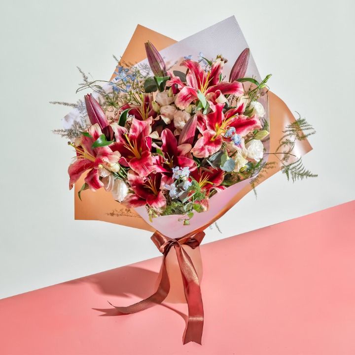 Burgundy Lilies Bouquet