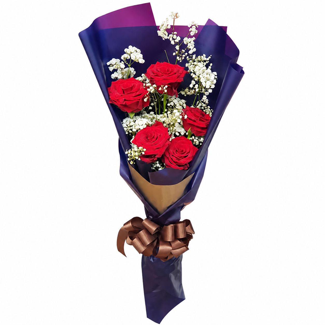 5 pcs. Red Color Roses in Bouquet