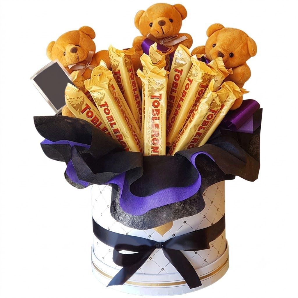 3pcs. Mini Bear with 12pcs. Toblerone Chocolate
