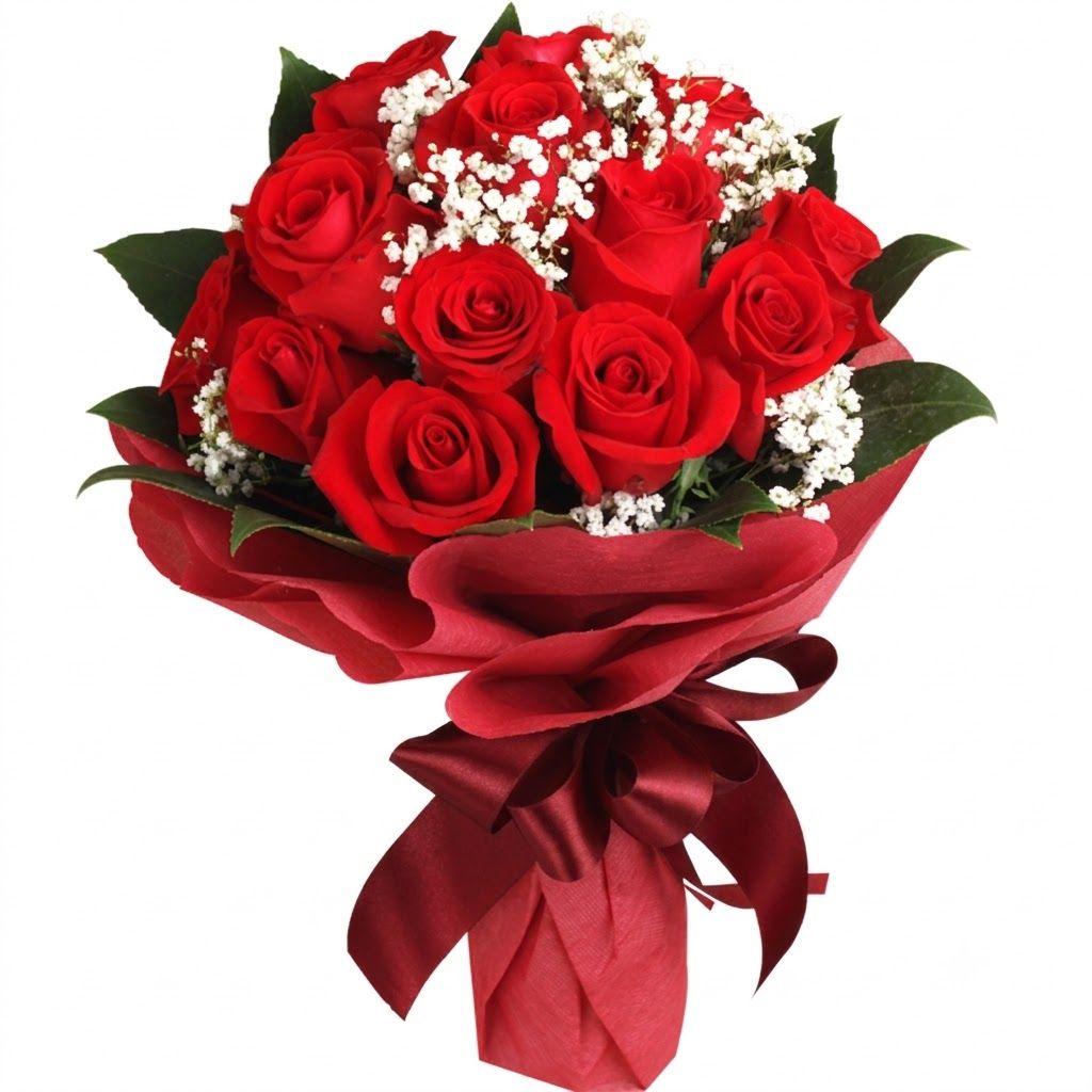Romantic 12 Pcs. Red Roses Bouquet