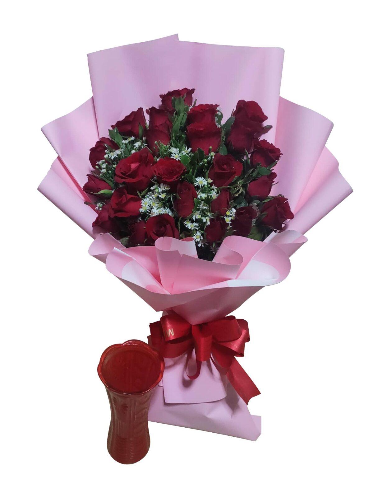 24 Red Roses with Premium Vase