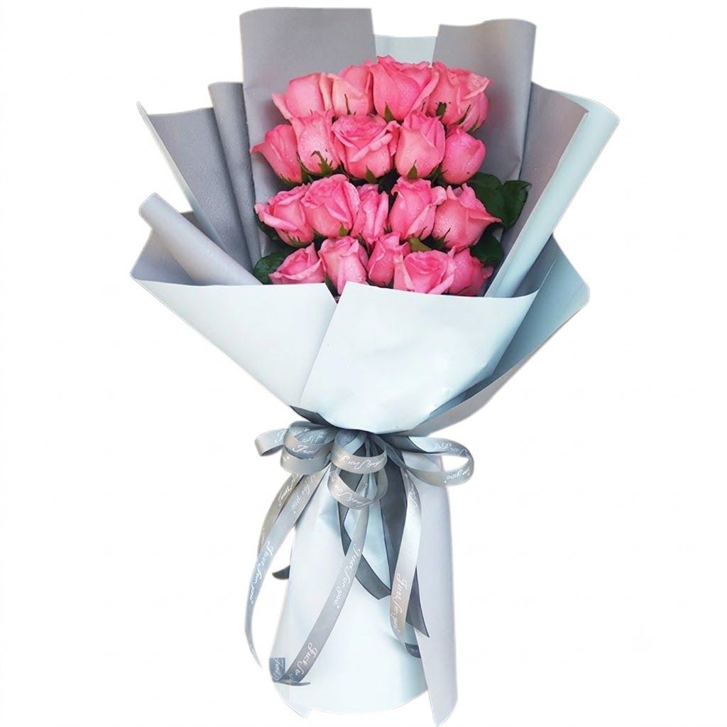 Deep Memory 24 Pink Roses Bouquet