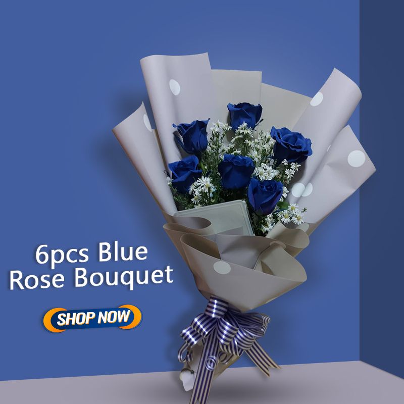 6 Pcs Blue Rose Bouquet