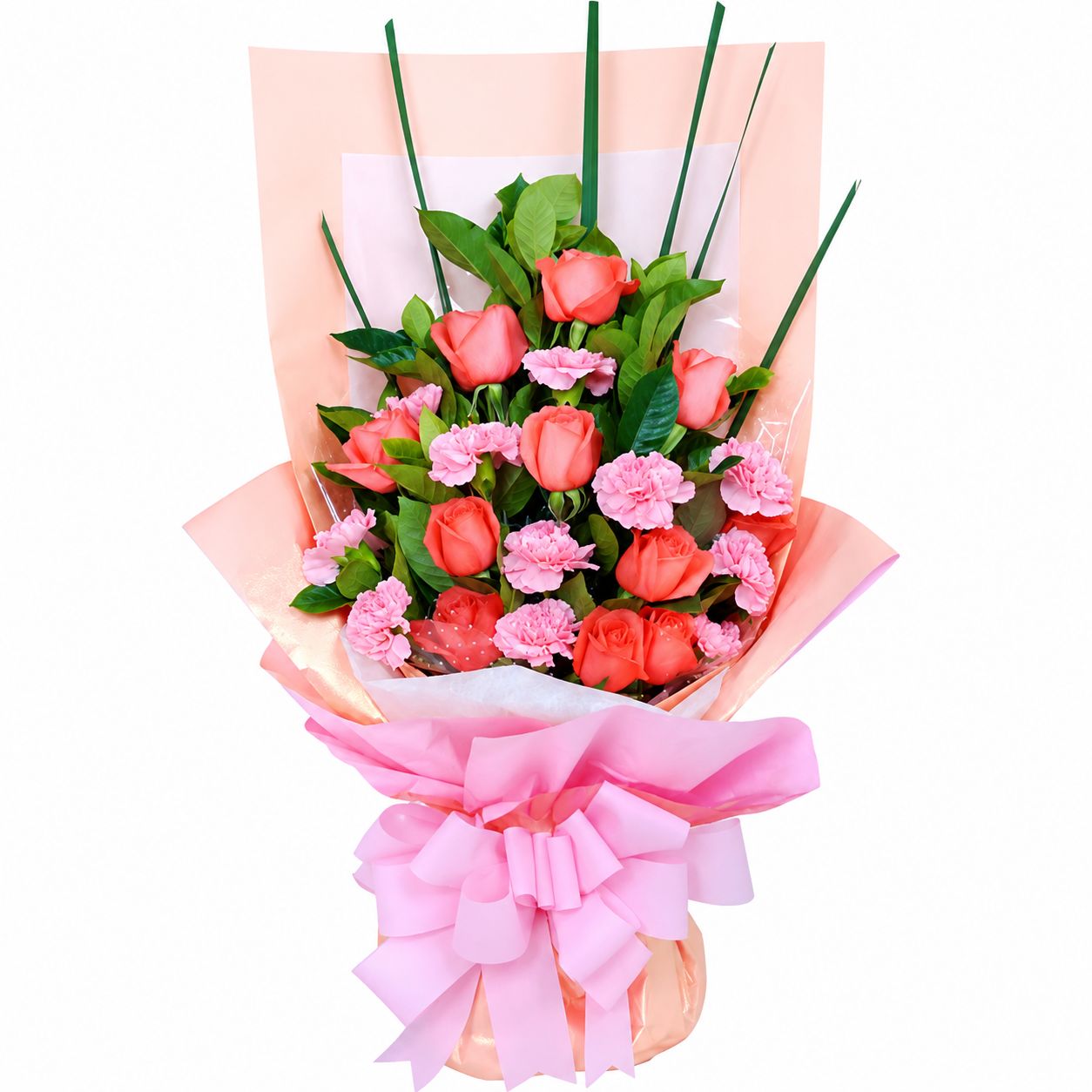 Truly Blessed Orange Roses and Pink Carnations