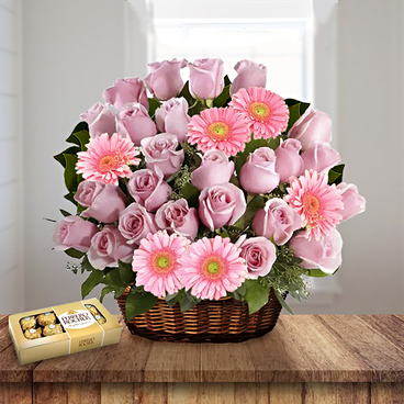 Celebration + Chocolates (12 Roses + 3 Gerberas)