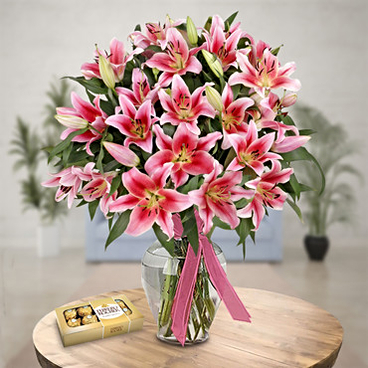 Affection Lilies (3 Lily Stems + CHOCOLATES)