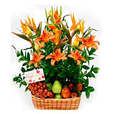 Fruit And Flowers Basket For Mom (Regular)