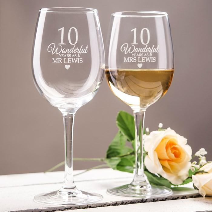 Personalised Wonderful Years As Set Of 2 Wine Glasses