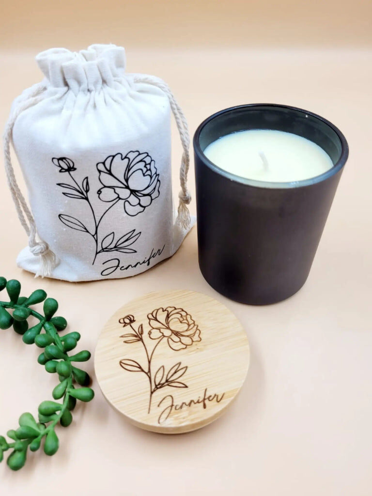 Scented Candle with Personalised Bamboo Lid