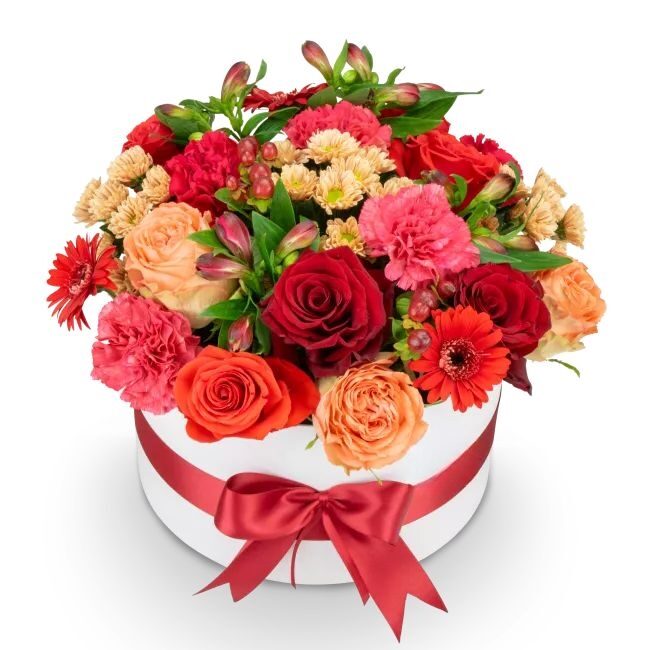 Box of red flowers – Virginie (Small)