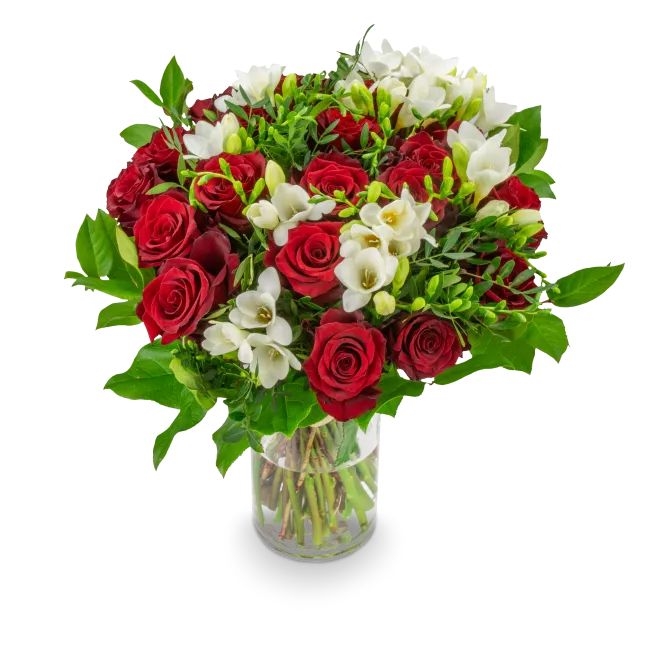 Bouquet of roses with freesia – Albertina (Small)