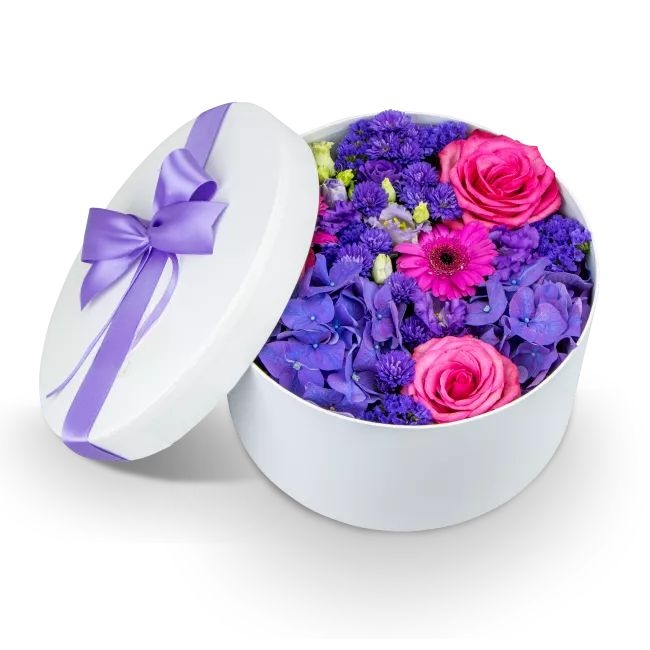 Box of purple flowers closed – Candy (Small)