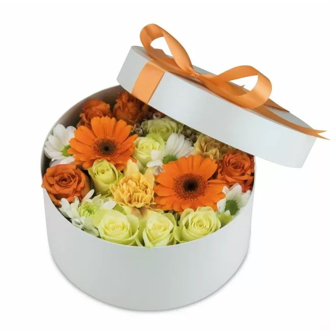 Box of orange flowers closed – Sandy (Medium)