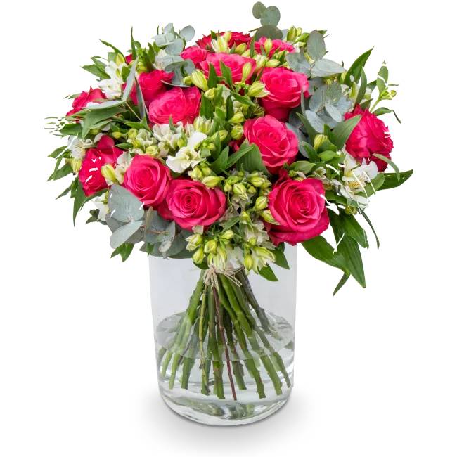 Bouquet with roses and alstromerias – Colette (Small)