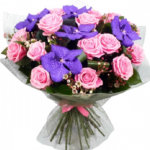 Fab Roses And Vanda Orchids Bouquet (regular)