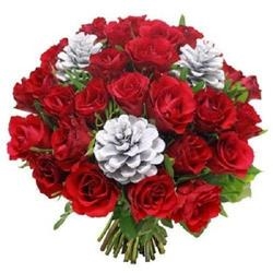 Christmas Roses And Pine-Cones Bouquet