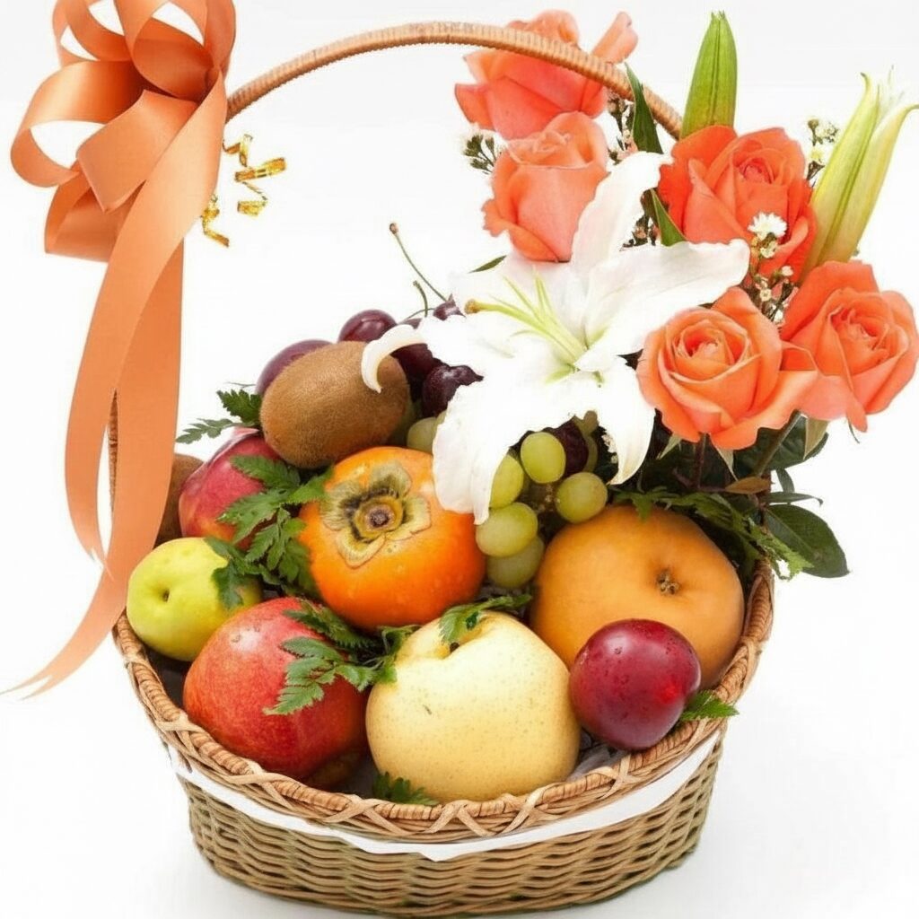 Flowers and Fruits Gift Basket