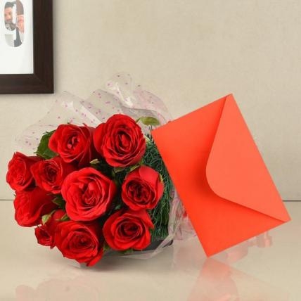Red Roses and Greeting Card Combo (12 Red Roses Bouquet &amp; Greeting Card)