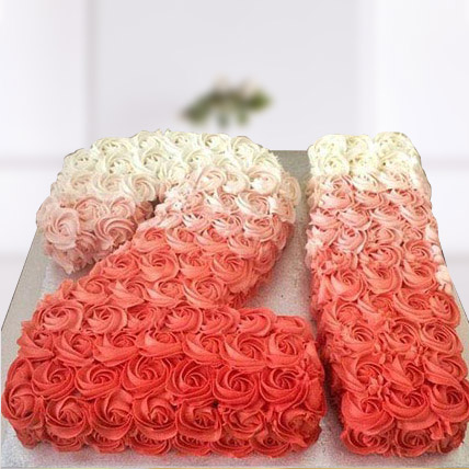 Number Pink Roses Ombre Cake (2.5 Kg Single Digit Cake)