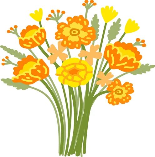Yellow-orange bouquet, florist's choice (Medium orange-yellow bouquet choice of flowers is a surprise)