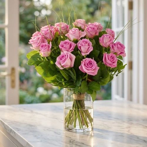 20 Pink roses (20 Rose rose with leaf material)