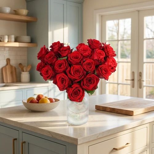 Heart bouquet of red roses approx. 25 cm in diameter (Heart bouquet puts that. 20 red roses)