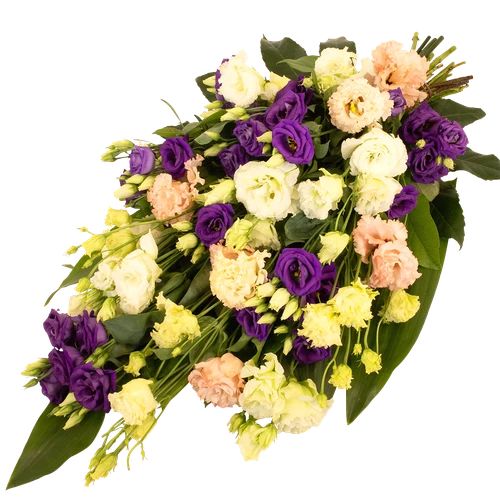 Funeral bouquet eustomas pink - purple - white (Medium funeral bouquet approx 55cm from eustomas)